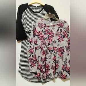 Maternity Floral and Striped Long Sleeve Dresses